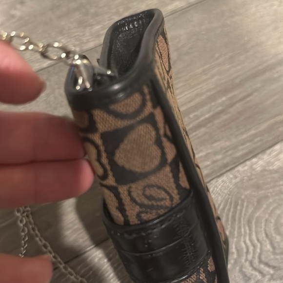 BRIGHTON Crossbody Organizer Clutch Wallet - Black Leather & Heart Fabric - Picture 11 of 14